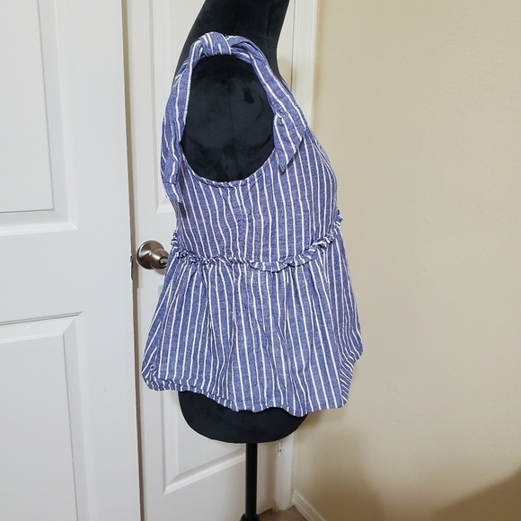 Womens Sleeveless Blouse Blue Stripes size S - Picture 2 of 5